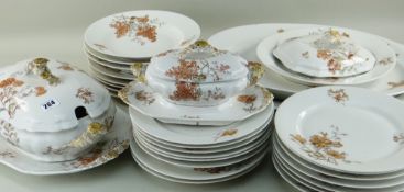 LIMOGES PORCELAIN FLOWER PRINTED PART DINNER SERVICE comprising soup tureen, cover and stand,