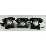 THREE VINTAGE BLACK BAKELITE TELEPHONES (3)