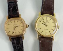 TWO LADIES OMEGA WRISTWATCHES comprising 9ct gold Omega 625 cal, 17 jewels, and a Omega De Ville