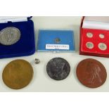 ASSORTED COLLECTABLE COINS & MEDALS comprising widow's mite coin, Siam Mongkut Dynasty bullet