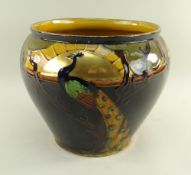 THOMAS FORRESTER & SONS PHOENIX WARE JARDINIERE, tube-line decorated with peacock before setting