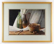 JOHN PASKIN (20th Century) pastel - still life with walnuts, signed, titled on label verso, 27 x