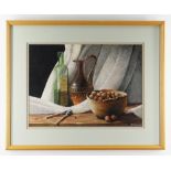 JOHN PASKIN (20th Century) pastel - still life with walnuts, signed, titled on label verso, 27 x