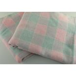 PAIR OF CHECKED WELSH WOLLEN BLANKETS, pink and green ground, 200 x 178cms each (2) Condition