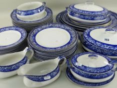 ALFRED MEAKIN BLUE PRINTED POTTERY PART DINNER SERVICE FOR TWELVE, including three sizes of