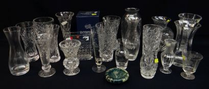 ASSORTED CUT GLASS VASES including Orrefors slab vase ETC