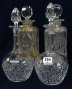 TWO PAIRS OF 20TH CENTURY CUT GLASS DECANTERS (4) Condition: one chipped