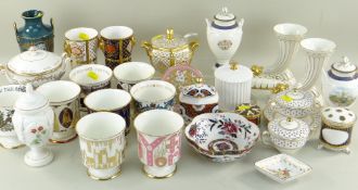GROUP OF MODERN MINTON, CAVERSWELL and COALPORT CHINA, including commemorative cups, vases, sauce