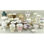 GROUP OF MODERN MINTON, CAVERSWELL and COALPORT CHINA, including commemorative cups, vases, sauce