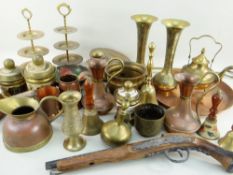 ASSORTED METALWARE comprising Indian brass vases, chestnut roaster ETC