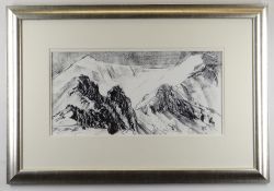 ALED PRICHARD JONES pastel - Eryri in winter, entitled verso 'Crib Goch Pinnacles', signed with