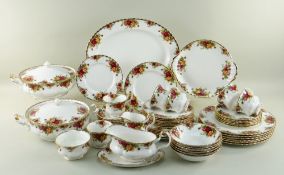 ROYAL ALBERT 'OLD COUNTRY ROSES' DINNER SERVICE, comprising pair tureens and covers, oval meat dish,