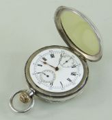 OMEGA SILVER OPEN FACED KEYLESS WIND POCKET WATCH, no. 4333148, Roman dial with outer 300 seconds