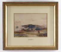 JOHN KEELEY (1849-1930) watercolour - entitled 'Near Barmouth' with figure on a mule, signed, 14 x