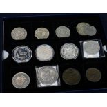 ASSORTED COLLECTABLE COINS & MEDALLIONS including 1835 and 1836 Gulielmus IIII crowns, 1868 Napoleon