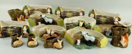 COLLECTION OF WITHERNSEA POTTERY 'FAUNA' BULB POTS, each modelled with a woodland or farm animal and