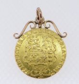 GEORGE III GOLD GUINEA, 1784, fourth laureate head right, crowned shield of arms, with scroll