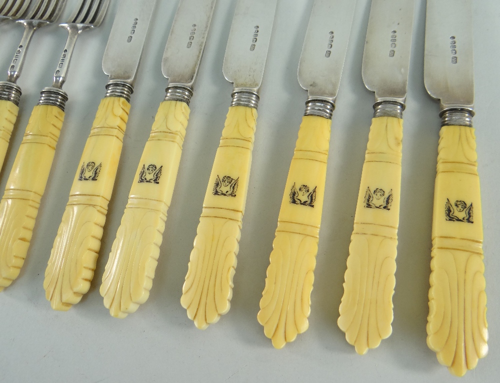 ASSORTED SILVER FLATWARE comprising pair of George III engraved silver spoons with family crest 'out - Image 2 of 3
