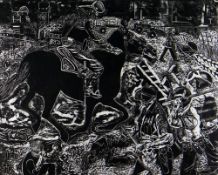 ANTHONY DAVIES (b. 1947) limited edition (11/25) linocut - The Wasteland 3, RUC riot officers in