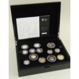 ROYAL MINT 2010 UK SILVER PROOF COIN SET, cased with Certificate of Authenticity, No. 0849 (13 coins