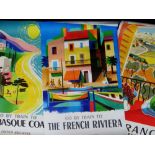 COLLECTION OF FOUR VINTAGE FRENCH RAILWAYS (SNCF) POSTERS, including Riviera, Mont Saint-Michel,