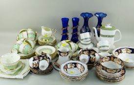 ASSORTED PORCELAIN PART TEA SERVICES & GLASS VASES including Tuscan bone china, Royal Doulton '