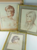 MOLLY BISHOP (1911-1998) pastels - three Levinson family portraits, two of the children Andra and
