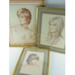 MOLLY BISHOP (1911-1998) pastels - three Levinson family portraits, two of the children Andra and