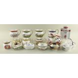 COLLECTION OF MODERN SPODE BONE CHINA ORNAMENTS, including colour printed jugs, quill stand,