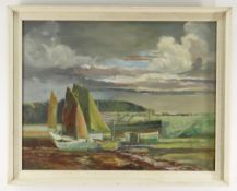 W M FORRESTER oil on board - coastal scene with sailing boats, signed and dated 1970, 34 x 44cms