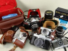 ASSORTED SLR CAMERAS including Pentax SP500, Praktica Super TL, Werra range finder camera with extra