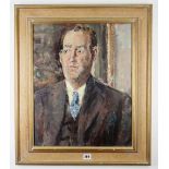 DAME ETHEL WALKER A.R.A. (1861-1951) oil on canvas - entitled verso on label 'Young Man + Blue Tie',