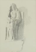 WILLIAM WIELIUM pencil - sketch of a woman in loose robes, inscribed and dated 1971 verso, 16.5 x