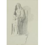 WILLIAM WIELIUM pencil - sketch of a woman in loose robes, inscribed and dated 1971 verso, 16.5 x