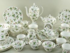 COLLECTION OF WEDGWOOD BONE CHINA 'WILD STRAWBERRY' PATTERN BREAKFAST WARES including teapot, coffee