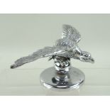EAGLE CAR MASCOT, by Desmo, with wings spread and orb in talons, 17.5cm wide, on circular mount