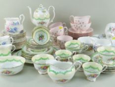 ASSORTED BONE CHINA PART TEA SERVICES including Shelley 'Wild Flowers', Royal Albert 'Prudence',