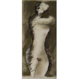 JINDRICH WIELGUS (Czech, 1910-1998) mixed media on paper - nude, signed and dated '83, inscribed