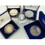 ASSORTED SILVER MEDALS comprising The Drake Silver Medal Map in box, Tercentenary of the birth of