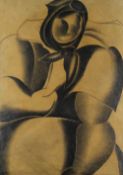 LALUCHA (Czech, 20th Century) pencil - 'Peasant Woman', titled on Welsh Arts Council label verso, 62