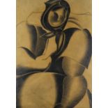 LALUCHA (Czech, 20th Century) pencil - 'Peasant Woman', titled on Welsh Arts Council label verso, 62