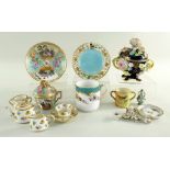 SMALL GROUP OF CABINET CHINA, including a miniature Mintons bone china tea set, with scattered