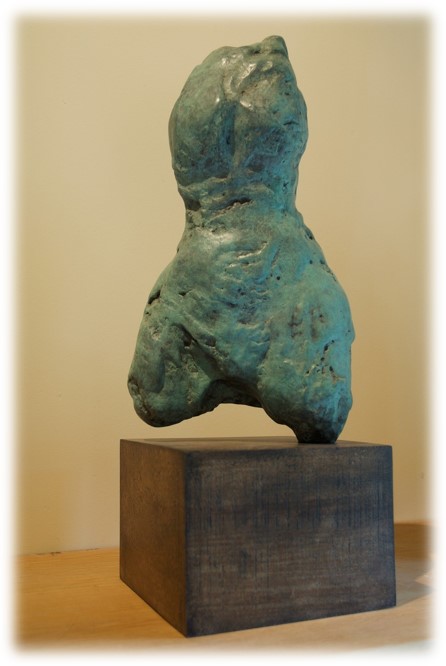 GLENN MORRIS bronze on oak base signed by artist Entitled 'Torso' H=50cm, W=17cm, D=12cm. Oak base