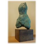 GLENN MORRIS bronze on oak base signed by artist Entitled 'Torso' H=50cm, W=17cm, D=12cm. Oak base