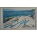 H TREHARNE JONES ltd edition print 7/200 signed by artist Entitled 'St Donat's Bay, Summer', pen,