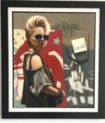 ANDY SHORT oil on canvas Entitled 'Red Lipstick' 63cm x 73cm framed in black