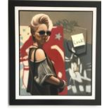 ANDY SHORT oil on canvas Entitled 'Red Lipstick' 63cm x 73cm framed in black