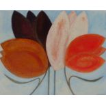 VIVIENNE WILLIAMS acrylic on paper Entitled 'Tulips' 70cm x 70cm framed in black