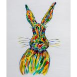 CHRISTINA HARTERY mixed media on stretched canvas Entitled 'The Hare' 50cm x 60cm