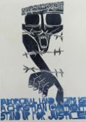 PAUL PETER PIECH two colour lithograph - image with typography 'Aboriginal land rights is a